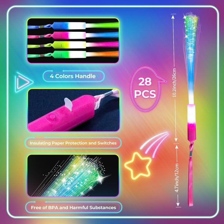 28 PCS Glow Fiber Wands Sticks, Halloween Glow Sticks, LED Light Wands, Glow in The Dark Party Supplies, Fiber Optic Wands, LED Flashing Sticks, Fiber Optic Light Wand Stick for Party 28 PCS Glow Fiber Wands Sticks, Halloween Glow Sticks, LED Light Wands, Glow in The Dark Party Supplies, Fiber Optic Wands, LED Flashing Sticks, Fiber Optic Light Wand Stick for Party