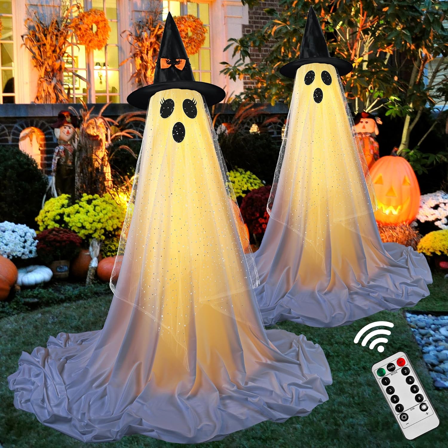 2Packs Halloween Decorations Outdoor,Halloweens Party Decoration Indoor,Spooky Ghost with Remote Control String Lights,Halloween-Ghost Lights for Porches Yards Gardens Lawn 2Packs Halloween Decorations Outdoor,Halloweens Party Decoration Indoor,Spooky Ghost with Remote Control String Lights,Halloween-Ghost Lights for Porches Yards Gardens Lawn