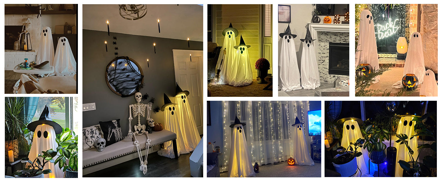2Packs Halloween Decorations Outdoor,Halloweens Party Decoration Indoor,Spooky Ghost with Remote Control String Lights,Halloween-Ghost Lights for Porches Yards Gardens Lawn 2Packs Halloween Decorations Outdoor,Halloweens Party Decoration Indoor,Spooky Ghost with Remote Control String Lights,Halloween-Ghost Lights for Porches Yards Gardens Lawn