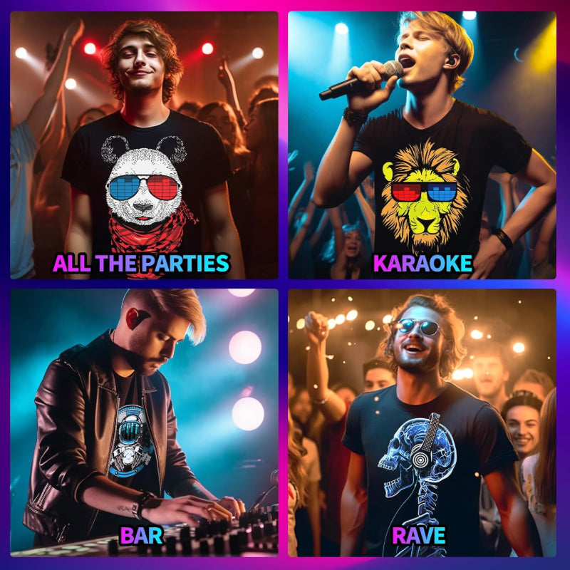 LED T Shirt Sound Activated Glow Shirts Light Up Equalizer Clothes for Party LED T Shirt Sound Activated Glow Shirts Light Up Equalizer Clothes for Party