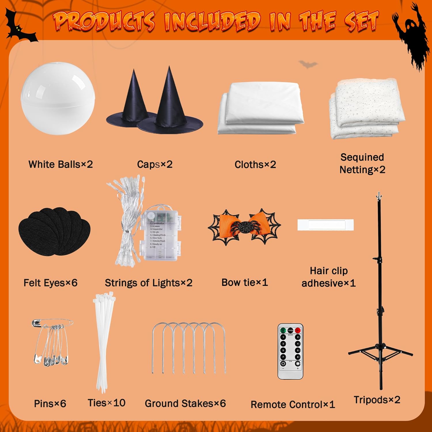 2Packs Halloween Decorations Outdoor,Halloweens Party Decoration Indoor,Spooky Ghost with Remote Control String Lights,Halloween-Ghost Lights for Porches Yards Gardens Lawn 2Packs Halloween Decorations Outdoor,Halloweens Party Decoration Indoor,Spooky Ghost with Remote Control String Lights,Halloween-Ghost Lights for Porches Yards Gardens Lawn