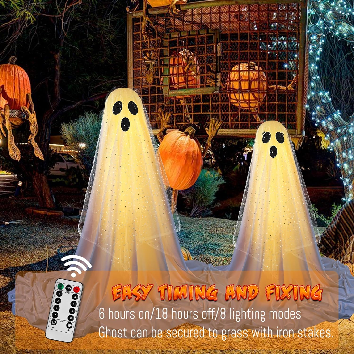 2Packs Halloween Decorations Outdoor,Halloweens Party Decoration Indoor,Spooky Ghost with Remote Control String Lights,Halloween-Ghost Lights for Porches Yards Gardens Lawn 2Packs Halloween Decorations Outdoor,Halloweens Party Decoration Indoor,Spooky Ghost with Remote Control String Lights,Halloween-Ghost Lights for Porches Yards Gardens Lawn
