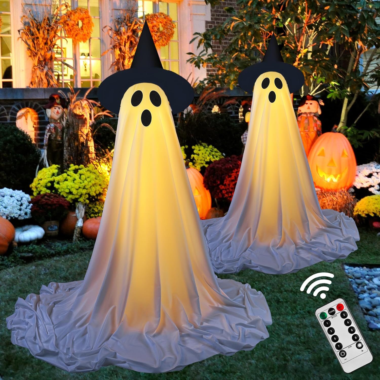2Packs Halloween Decorations Outdoor,Halloweens Party Decoration Indoor,Spooky Ghost with Remote Control String Lights,Halloween-Ghost Lights for Porches Yards Gardens Lawn 2Packs Halloween Decorations Outdoor,Halloweens Party Decoration Indoor,Spooky Ghost with Remote Control String Lights,Halloween-Ghost Lights for Porches Yards Gardens Lawn