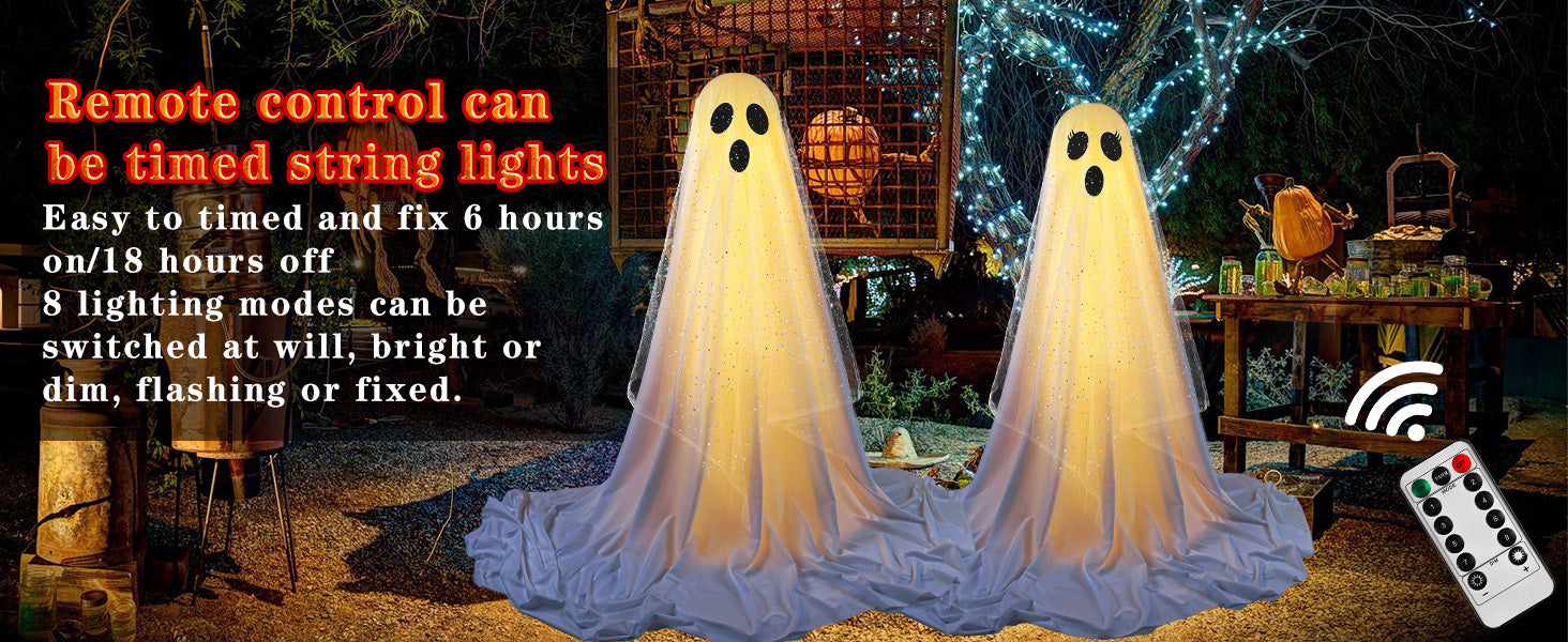 2Packs Halloween Decorations Outdoor,Halloweens Party Decoration Indoor,Spooky Ghost with Remote Control String Lights,Halloween-Ghost Lights for Porches Yards Gardens Lawn 2Packs Halloween Decorations Outdoor,Halloweens Party Decoration Indoor,Spooky Ghost with Remote Control String Lights,Halloween-Ghost Lights for Porches Yards Gardens Lawn