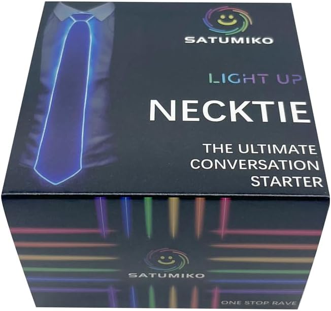 HOLLY MS - Led Tie Light Up Fanny Ties Novelty Necktie For Men LED Light Up Ties Costume Accessory - Blue-micro Solid Tie - Accessory, Costume, Fanny, For, Led, Light, Men, Neck, Novelty, Tie, Ties - Blue LED light-up necktie packaging for personalized party favors and LED party lights.