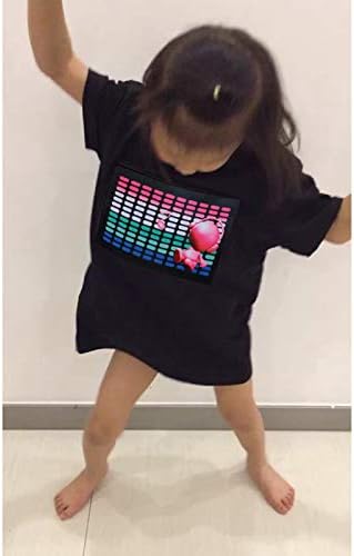 HOLLY MS - LED Flashing Shirt Sound Activated Black T Shirt Boys for Birthday Halloween Christmas - Black-elf / 2-3T - Activated, Birthday, Black, Boys, Christmas, Flashing, for, Halloween, LED, Shirt, Sound - Black boys LED flashing shirt with colorful sound-activated equalizer design, perfect for birthday party decorations and.