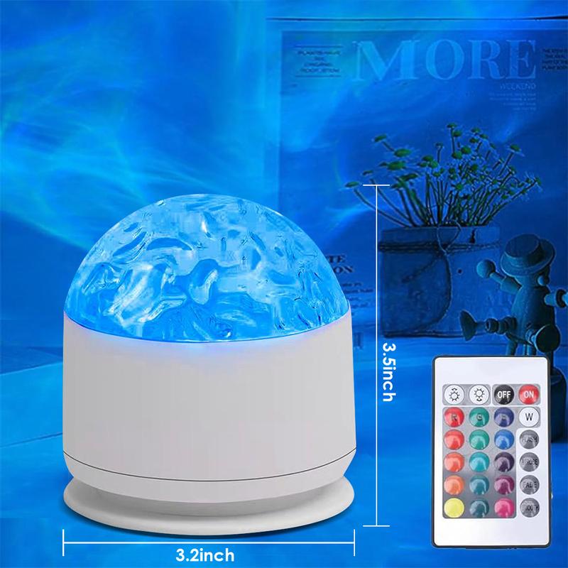 2 Scene - Ocean Wave & 3D Water Ripple Projector Light – 16-Color Round Lamp with Control,  Relaxation & Romantic Night Ambience.