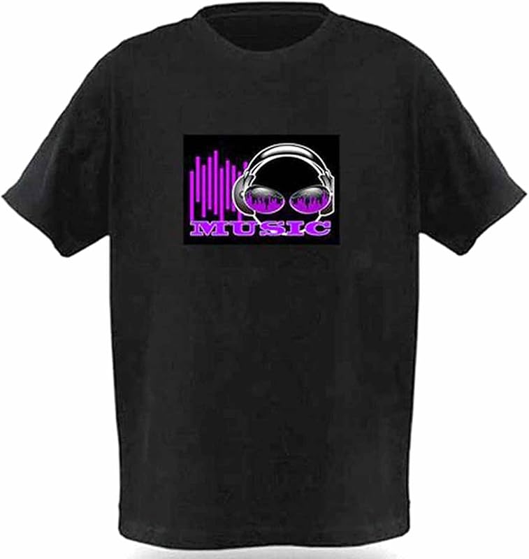 HOLLY MS - LED Flashing Shirt Sound Activated Black T Shirt Boys for Birthday Halloween Christmas - Black-elf / 2-3T - Activated, Birthday, Black, Boys, Christmas, Flashing, for, Halloween, LED, Shirt, Sound - Black boys t-shirt with purple sound wave and white headphones graphic, LED party lights design, ideal for personalized.