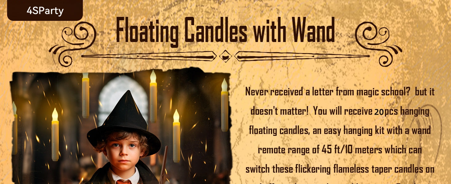 Hanging 20 Pcs Floating Candles with 2 Wand Remote and String, Flying Flameless LED Taper Candles Warm White Light, Battery Operated Window Candle for Halloween Christmas Party