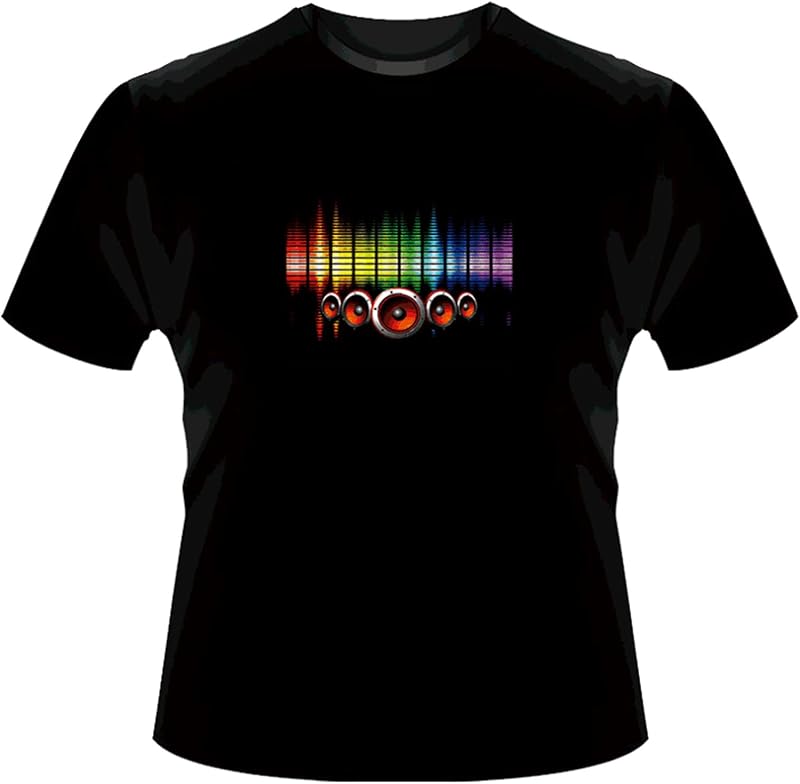 HOLLY MS - LED Flashing Shirt Sound Activated Black T Shirt Boys for Birthday Halloween Christmas - Black-elf / 2-3T - Activated, Birthday, Black, Boys, Christmas, Flashing, for, Halloween, LED, Shirt, Sound - Black boys’ LED flashing shirt with colorful sound-activated equalizer design, perfect for personalized party favors and LED .