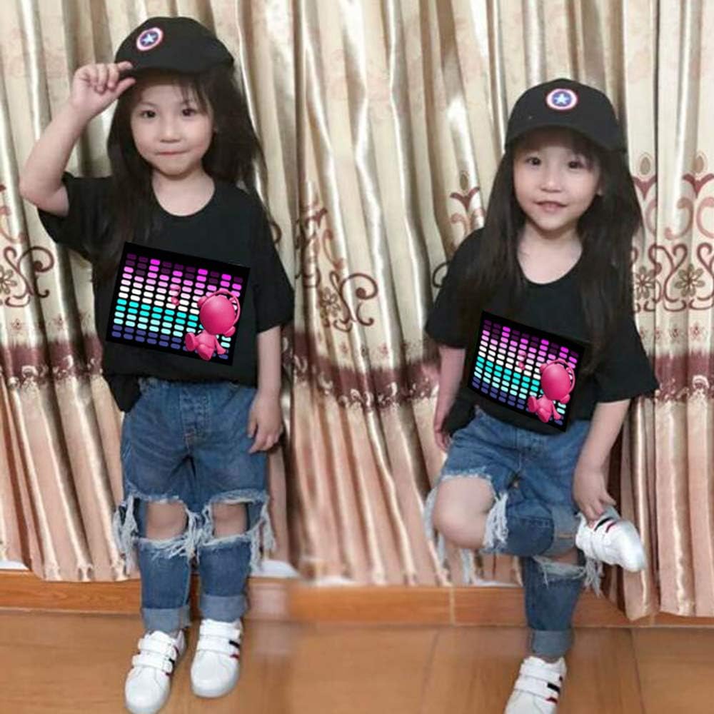 HOLLY MS - LED Flashing Shirt Sound Activated Black T Shirt Boys for Birthday Halloween Christmas - Black-elf / 2-3T - Activated, Birthday, Black, Boys, Christmas, Flashing, for, Halloween, LED, Shirt, Sound - Black boys LED flashing shirt with colorful sound-activated equalizer graphic, personalized party favor for birthday and.