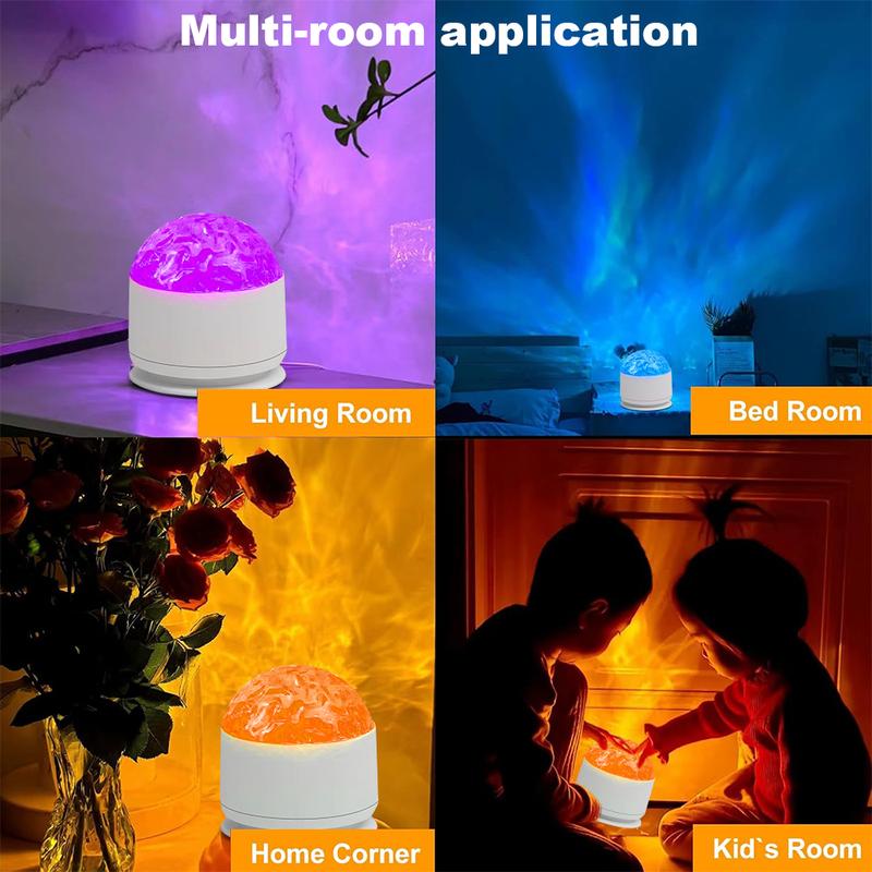 2 Scene - Ocean Wave & 3D Water Ripple Projector Light – 16-Color Round Lamp with Control,  Relaxation & Romantic Night Ambience.