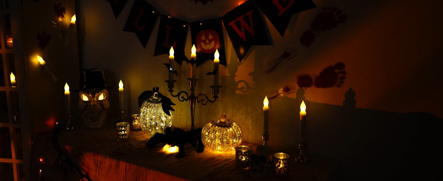 Hanging 20 Pcs Floating Candles with 2 Wand Remote and String, Flying Flameless LED Taper Candles Warm White Light, Battery Operated Window Candle for Halloween Christmas Party