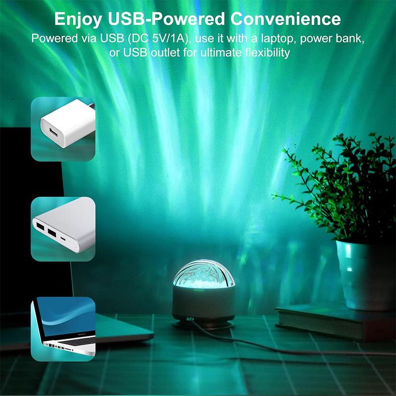 2 Scene - Ocean Wave & 3D Water Ripple Projector Light – 16-Color Round Lamp with Control,  Relaxation & Romantic Night Ambience.