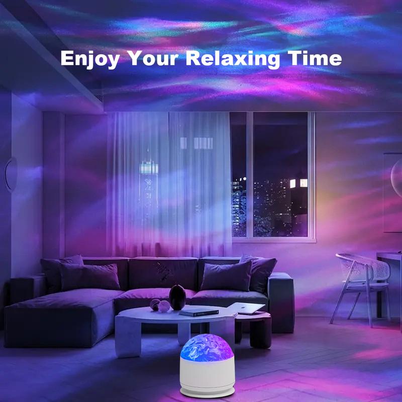 2 Scene - Ocean Wave & 3D Water Ripple Projector Light – 16-Color Round Lamp with Control,  Relaxation & Romantic Night Ambience.