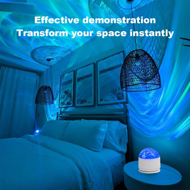 2 Scene - Ocean Wave & 3D Water Ripple Projector Light – 16-Color Round Lamp with Control,  Relaxation & Romantic Night Ambience.