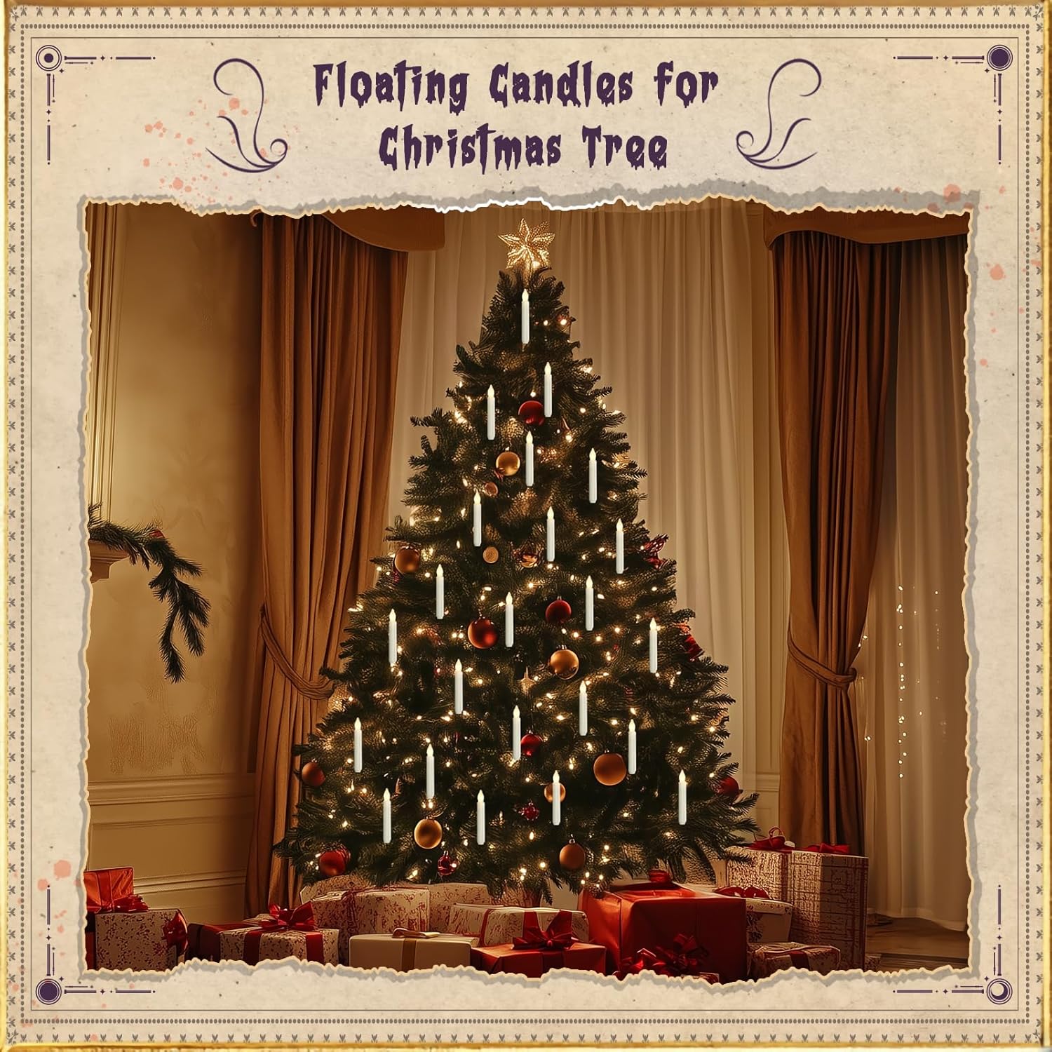 Hanging 20 Pcs Floating Candles with 2 Wand Remote and String, Flying Flameless LED Taper Candles Warm White Light, Battery Operated Window Candle for Halloween Christmas Party